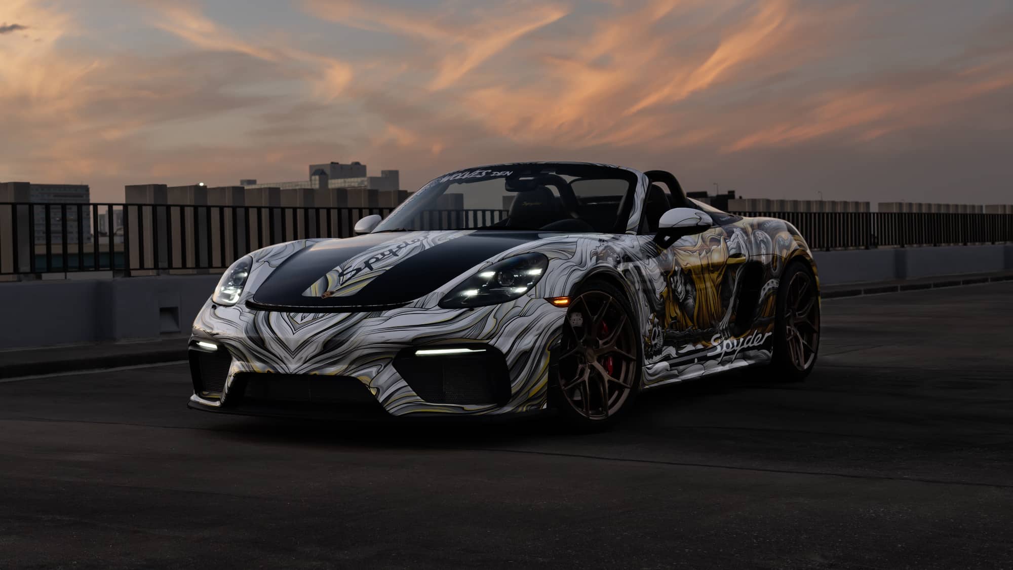 Porsche 718 Spyder in fleeting light